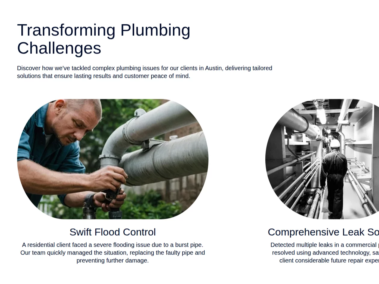 Gallery showcasing vibrant images of plumbing businesses thriving with online marketing.